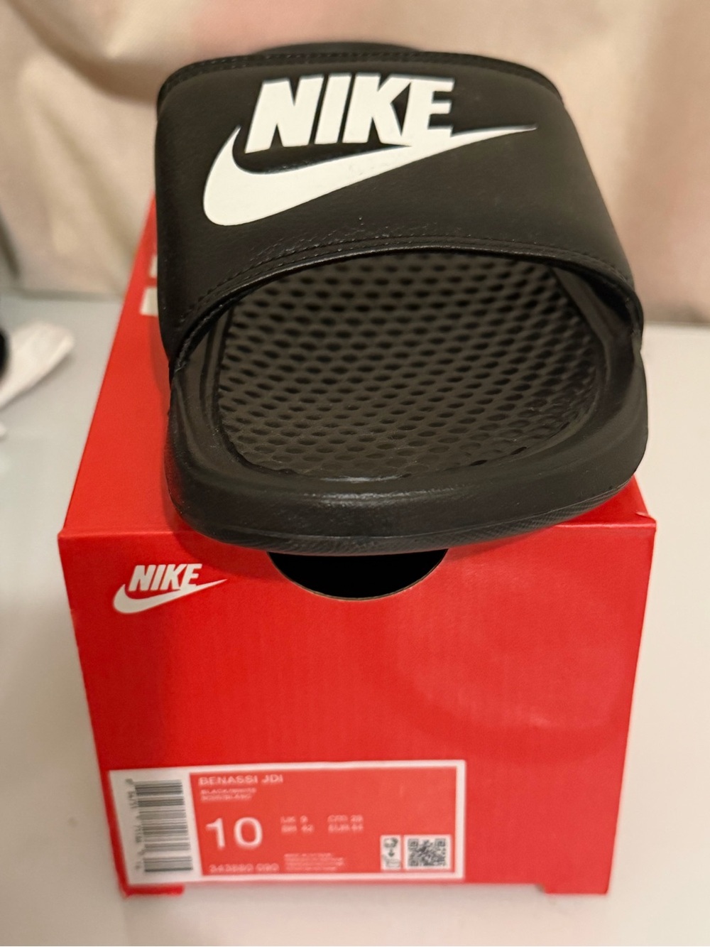 Nike Black Slide Sandals with White Swoosh